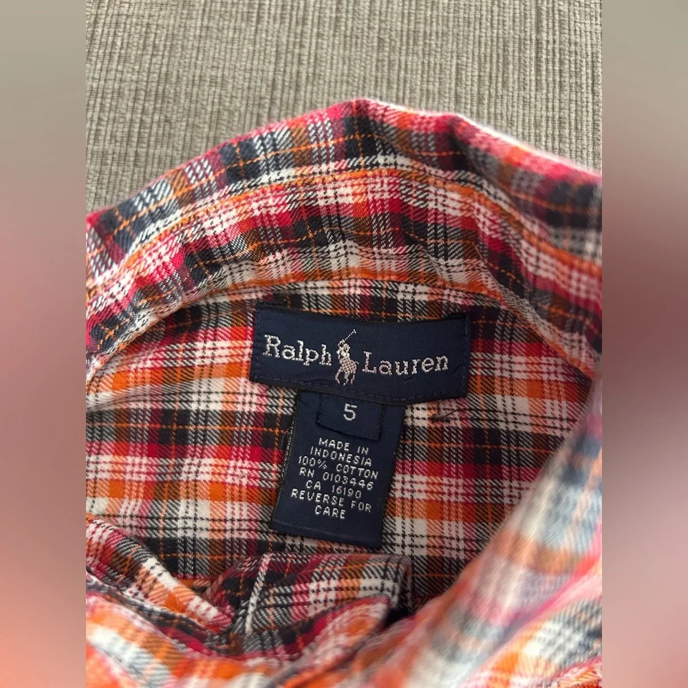 Ralph Lauren Boys' Plaid Cotton Poplin Shirt Toddler Boy 5